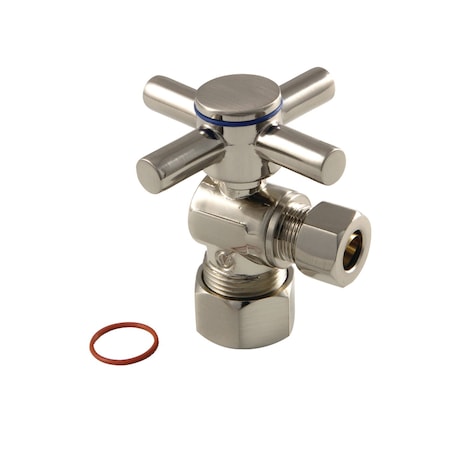 Kingston Brass CC53308DX 5/8" x 3/8" O.D. Comp, Quarter Turn Angle Stop Valve, Brushed Nickel CC53308DX